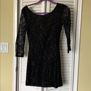 Black lace three quarter sleeve dress